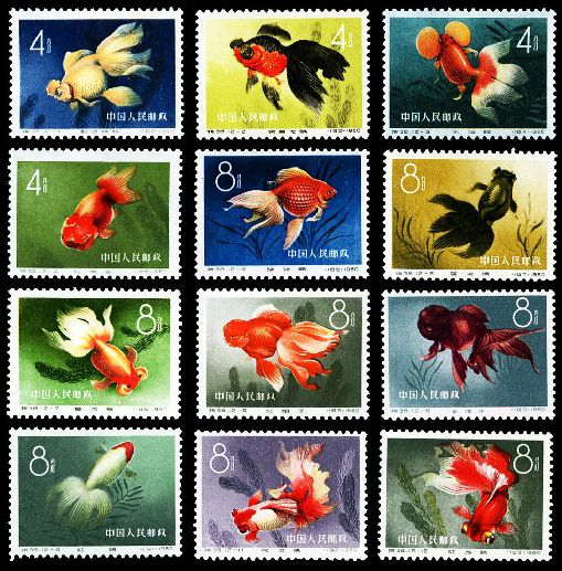 日本において販売 【未使用】中国切手 特38 金魚 12種完 印刷物